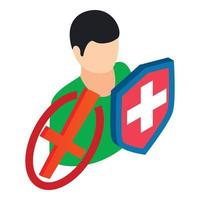 Life insurance icon isometric vector. Human protected by shield icon vector