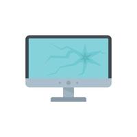 Broken computer monitor icon flat isolated vector