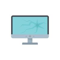 Broken computer monitor icon flat isolated vector