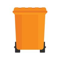 Plastic garbage bin icon flat isolated vector