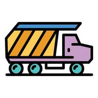 Unloading tipper icon color outline vector