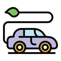 Eco electric car icon color outline vector