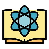 Atom science icon color outline vector