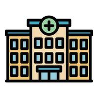 vector de contorno de color de icono de edificio de hospital