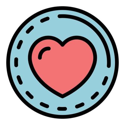 Secure heart icon color outline vector
