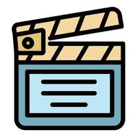 Clapper board icon color outline vector