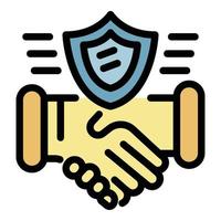 Protect handshake icon color outline vector