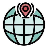 Global location icon color outline vector