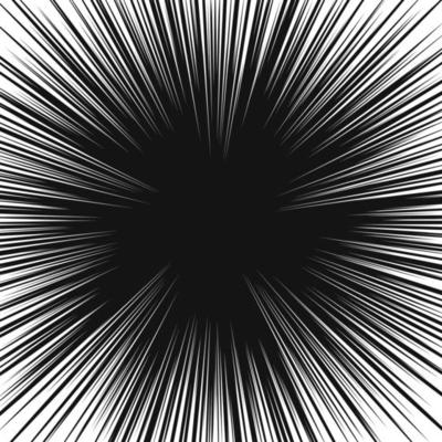 Black and white background of radial lines for comics. Manga speed frame. Superhero action. Explosion background.