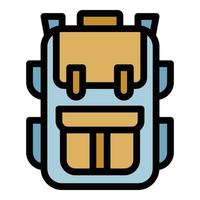 Travel backpack icon color outline vector