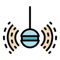 Fish finder sonar icon color outline vector