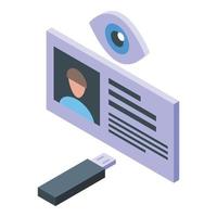 Usb flash id icon isometric vector. Contract document vector