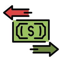 Banknote left and right arrows icon color outline vector