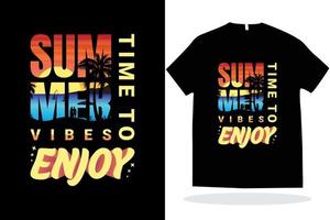 vector de camiseta de vacaciones de verano. vibras de verano es hora de disfrutar del diseño de camisetas.