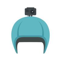 Action camera on helmet icon flat isolated vector