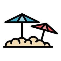 Beach umbrella icon color outline vector