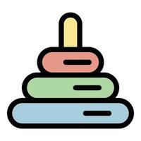 Kid toy pyramide icon color outline vector