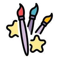 French paintbrushes icon color outline vector