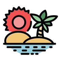 Palm tree island icon color outline vector