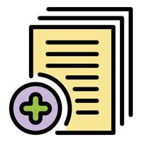 Audit plus papers icon color outline vector