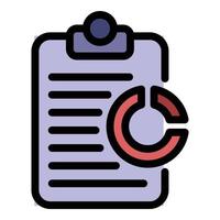 Pie chart summary icon color outline vector