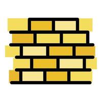 Brick wall icon color outline vector