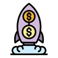 Start money rocket icon color outline vector