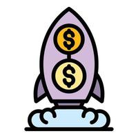 Start money rocket icon color outline vector