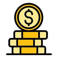 Money coin stack icon color outline vector