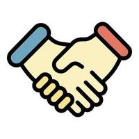 Handshake icon color outline vector