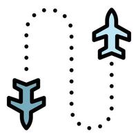 Flight route icon color outline vector