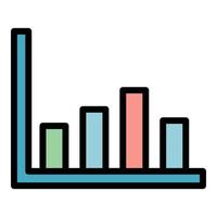 Graph bars icon color outline vector