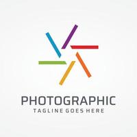 Photography camera logo, lens camera shutter, digital, line, professional, elegant and modern. Logo can be used for studio, photography and businesses. Using vector illustration editing templates.