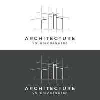 diseño de logotipos de modernos y elegantes edificios de apartamentos de lujo, casas, hoteles y edificios aislados de fondo.logotipo para negocios, arquitectura, construcción y edificación. vector