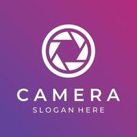 Photography camera logo, lens camera shutter, digital, line, professional, elegant and modern. Logo can be used for studio, photography and businesses. Using vector illustration editing templates.