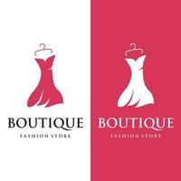 Women fashion logo template with clothes hanger, luxury clothes.Logo for business,boutique,fashion shop,model,shopping and beauty. vector