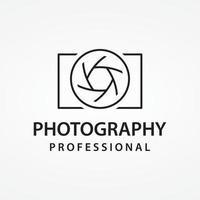 logotipo de cámara de fotografía, obturador de cámara de lente, digital, línea, profesional, elegante y moderno. el logotipo se puede utilizar para estudio, fotografía y negocios. utilizando plantillas de edición de ilustraciones vectoriales. vector