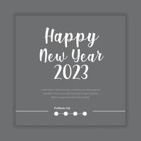 feliz año nuevo 2023 plantilla de póster de diseño de tipografía de texto vector