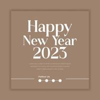 feliz año nuevo 2023 plantilla de póster de diseño de tipografía de texto vector