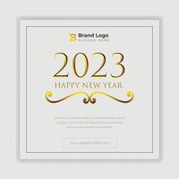 happy new year 2023 text typography design poster template vector