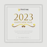 happy new year 2023 text typography design poster template vector