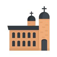 Brick church icon flat isolated vector