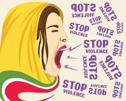 protestan por el diseño de ilustraciones de mujeres iraníes y gritan detener la violencia vector