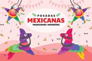 cute horse background and festive confetti celebrate mexicanas posadas vector