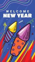 fireworks post story design welcomes the new year vector