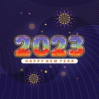 tarjetas de felicitación para el nuevo año 2023, coloridas vector