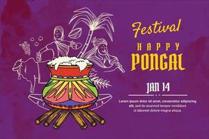 realistic abstract sketch illustration with celebrating pongal festival vector