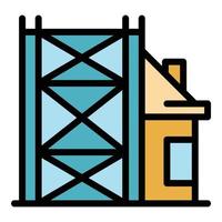 Building reconstruction icon color outline vector