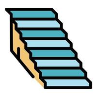 Building stairs icon color outline vector