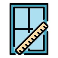 Ruler window measurement icon color outline vector